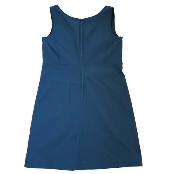 Lafayette 148 Amoya Zip Detailed Dress Size L Glaze Blue Bi-Stretch Sleeveless - Picture 14 of 15